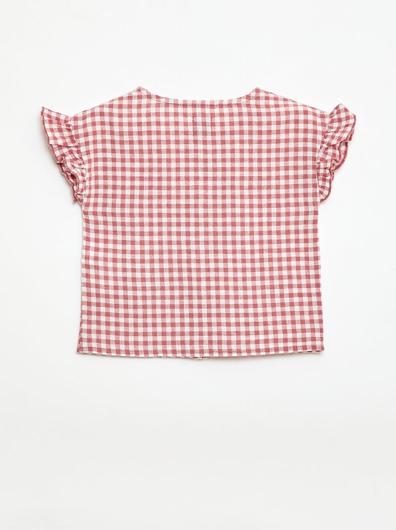 Blusa com estampado vichy Rosa - Kiabi