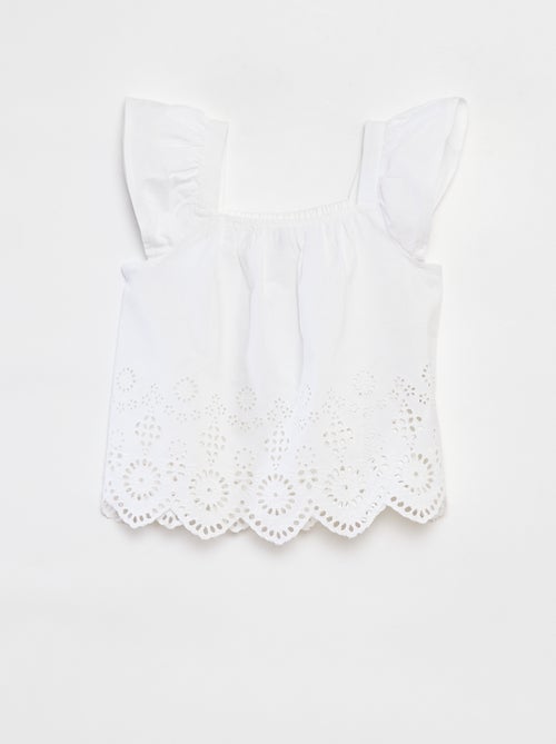 Blusa com favos de mel e bordado inglês - Kiabi