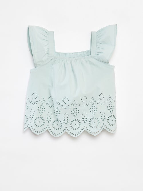 Blusa com favos de mel e bordado inglês - Kiabi