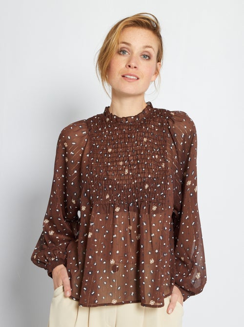 Blusa com favos de mel e estampado leopardo - Kiabi
