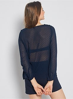 Blusa com folho e voile a ponto cheio - Kiabi
