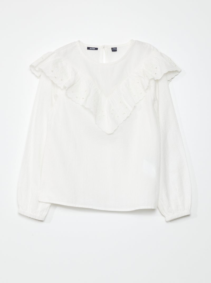 Blusa com folhos Branco - Kiabi