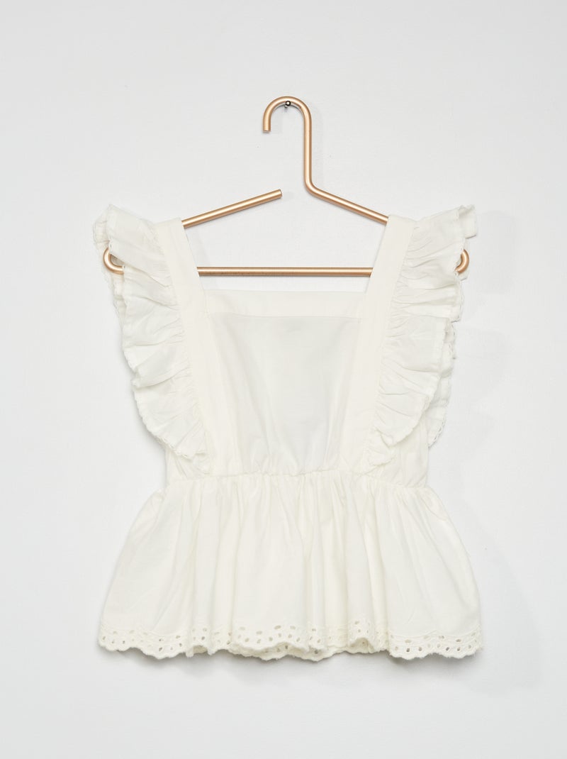 Blusa com folhos Branco - Kiabi