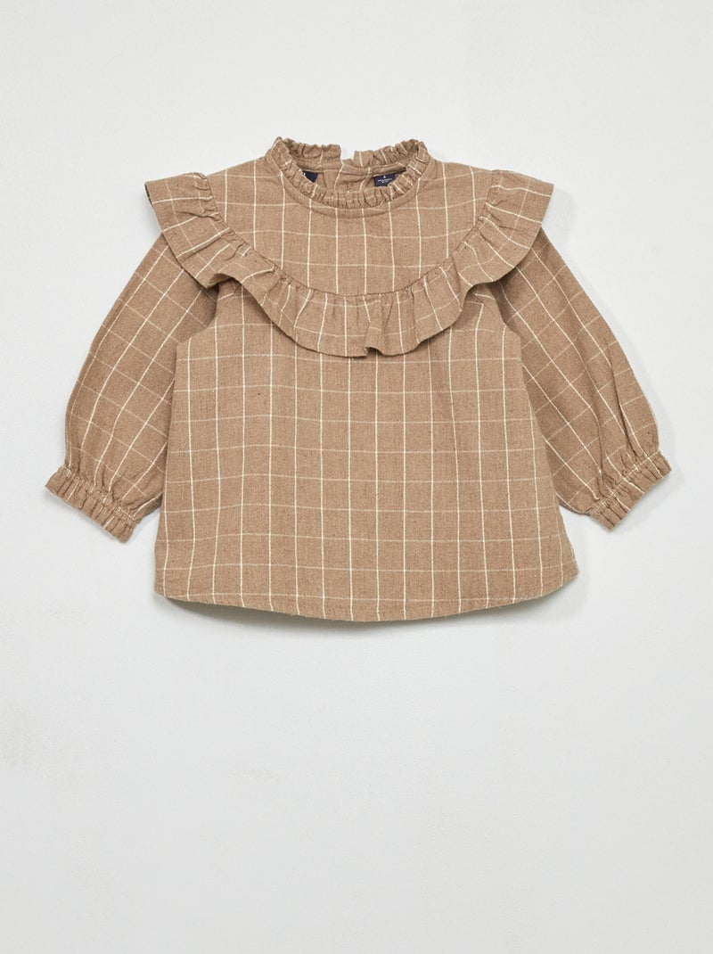 Blusa com folhos CASTANHO - Kiabi