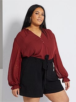 Blusa com folhos e ponto cheio - Kiabi