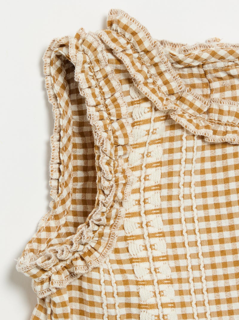 Blusa com folhos nas cavas Castanho - Kiabi