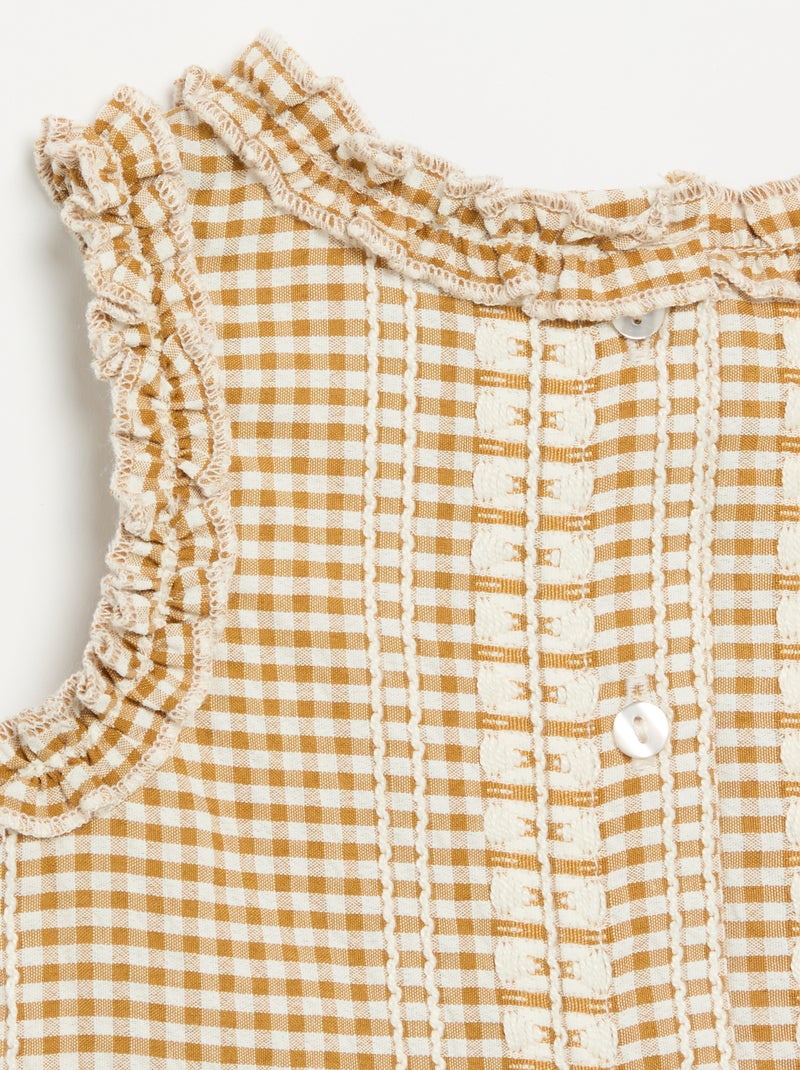 Blusa com folhos nas cavas Castanho - Kiabi