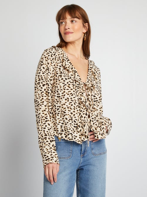 Blusa com folhos para atar - Kiabi