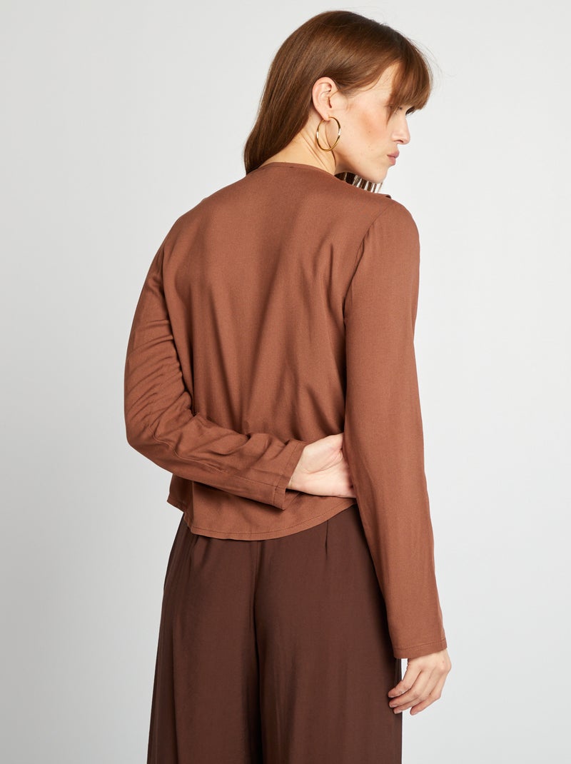 Blusa com folhos para atar CASTANHO - Kiabi