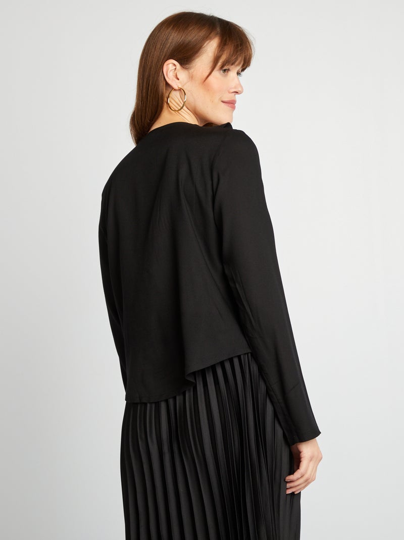 Blusa com folhos para atar Preto - Kiabi