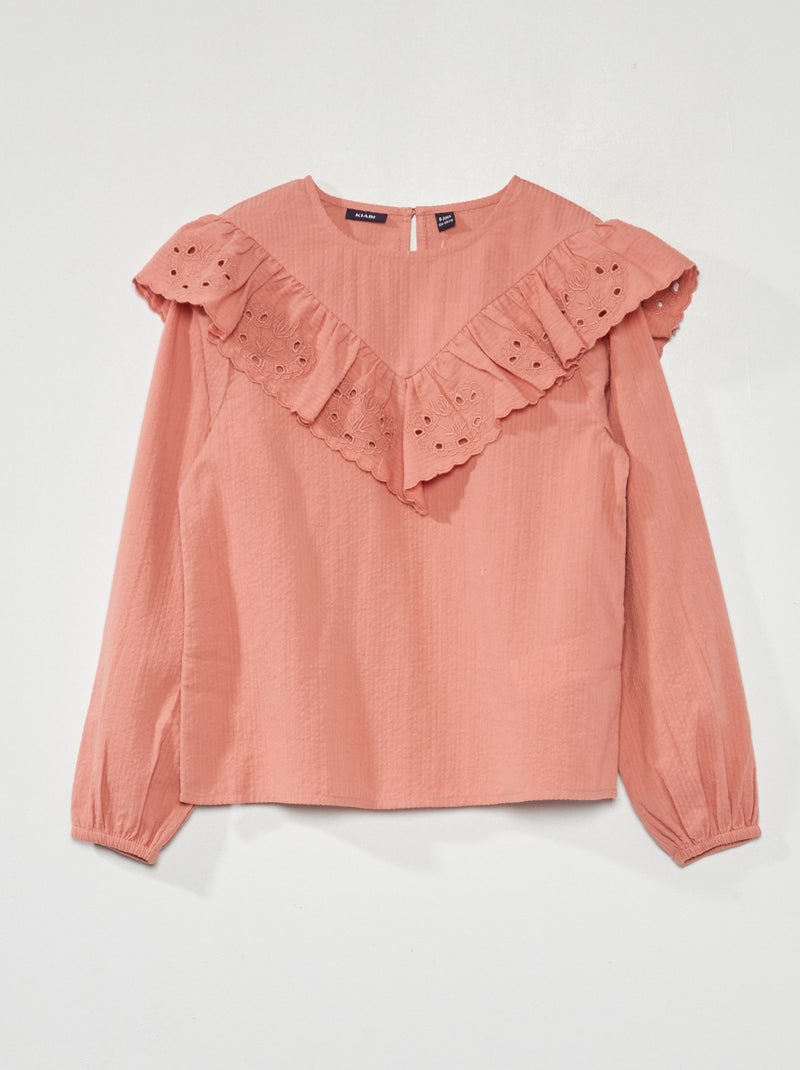 Blusa com folhos ROSA - Kiabi