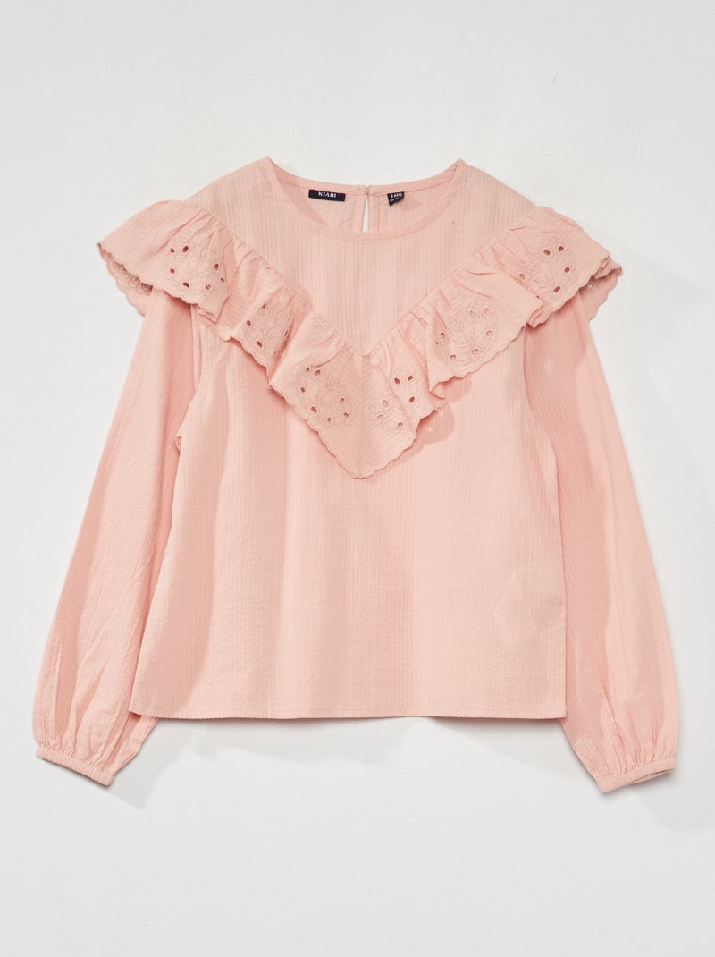 Blusa com folhos ROSA - Kiabi