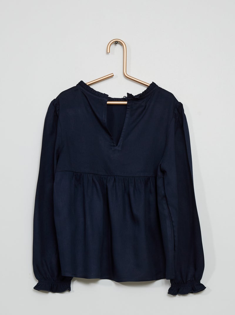 Blusa com franzidos Azul Marinho - Kiabi