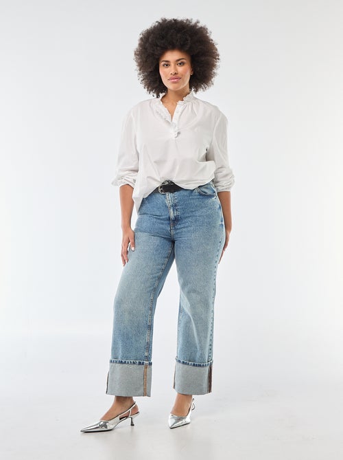 Blusa com gola alta com folhos - Kiabi