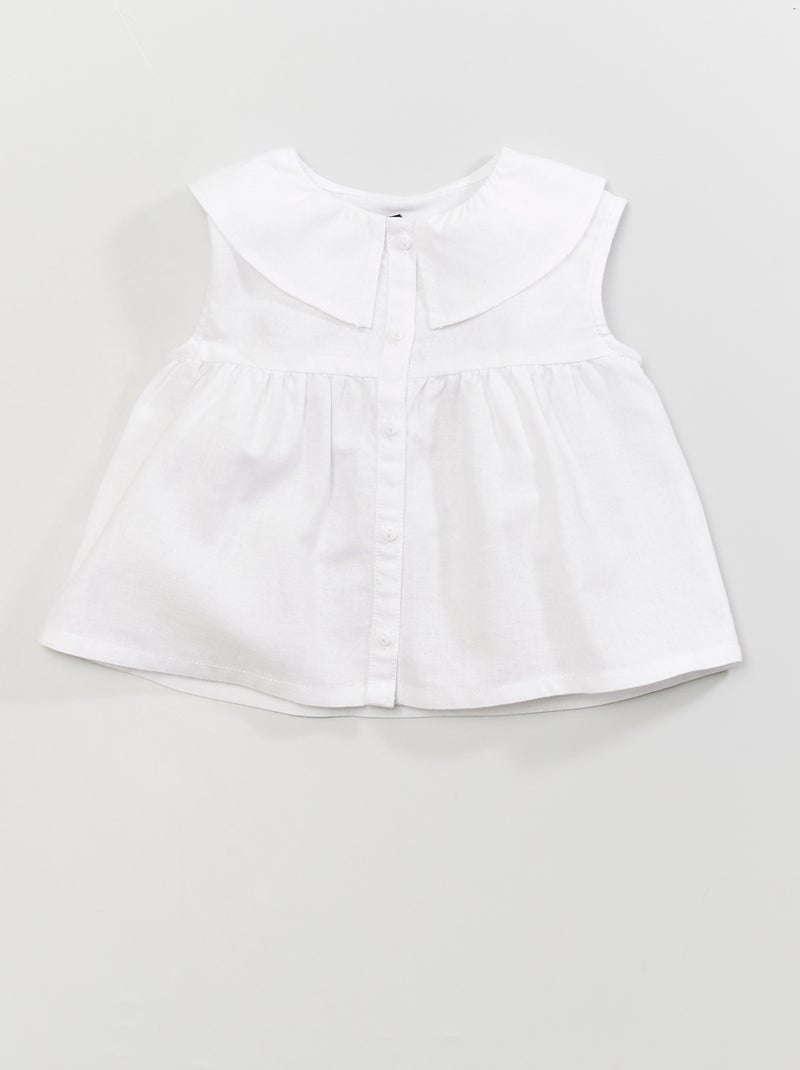 Blusa com gola claudine Branco - Kiabi