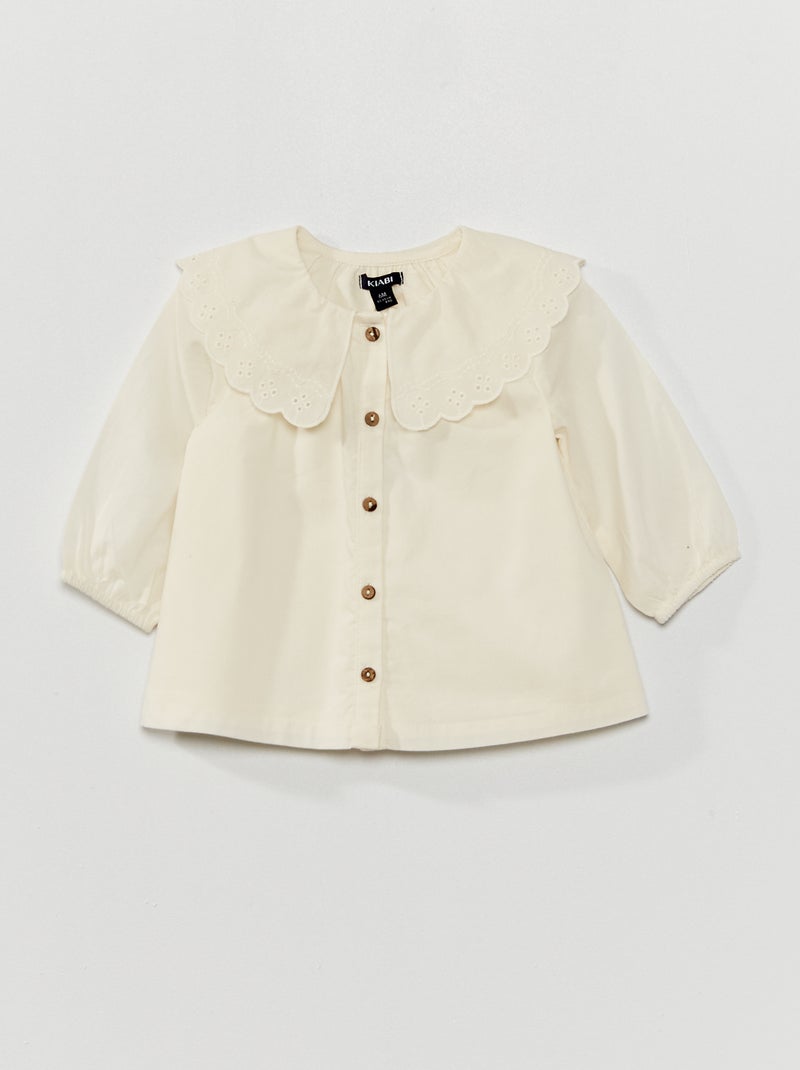 Blusa com gola claudine BRANCO - Kiabi