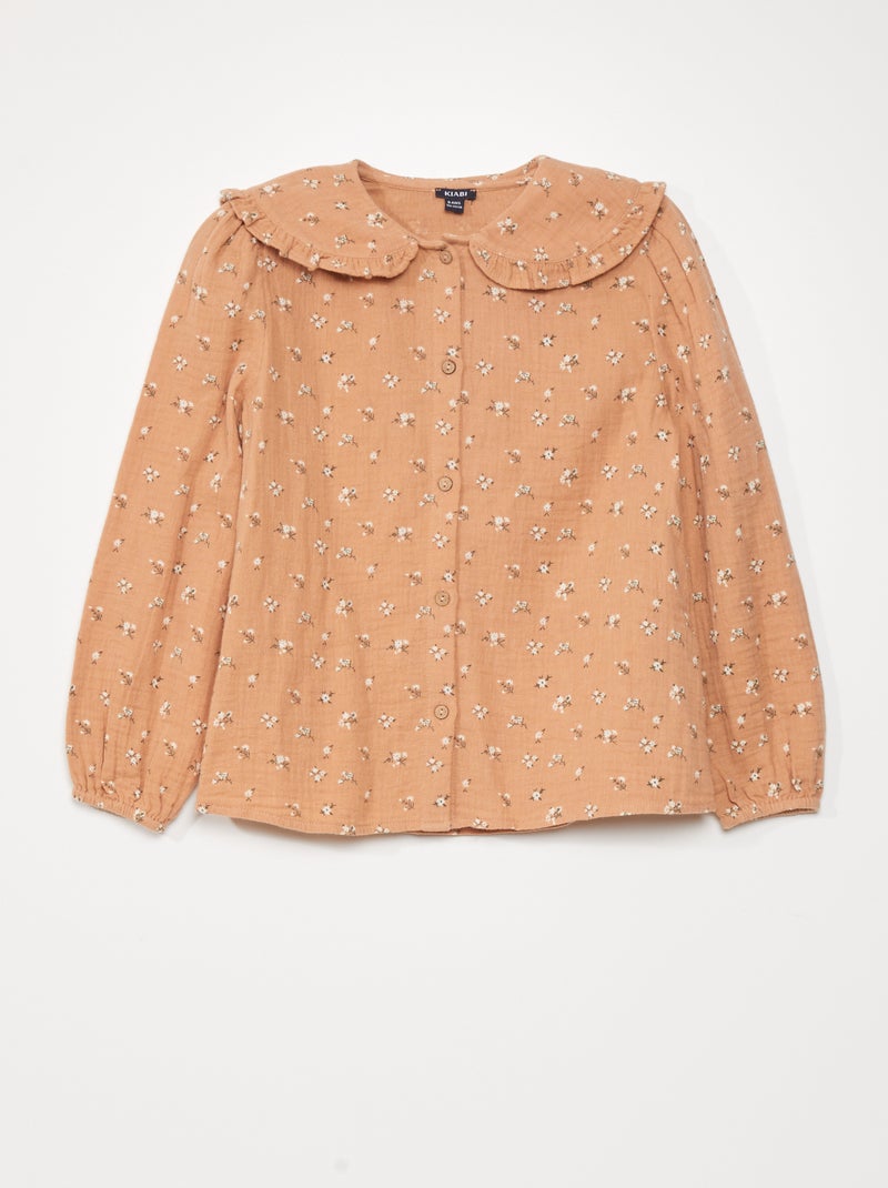 Blusa com gola claudine e estampado florido ROSA - Kiabi