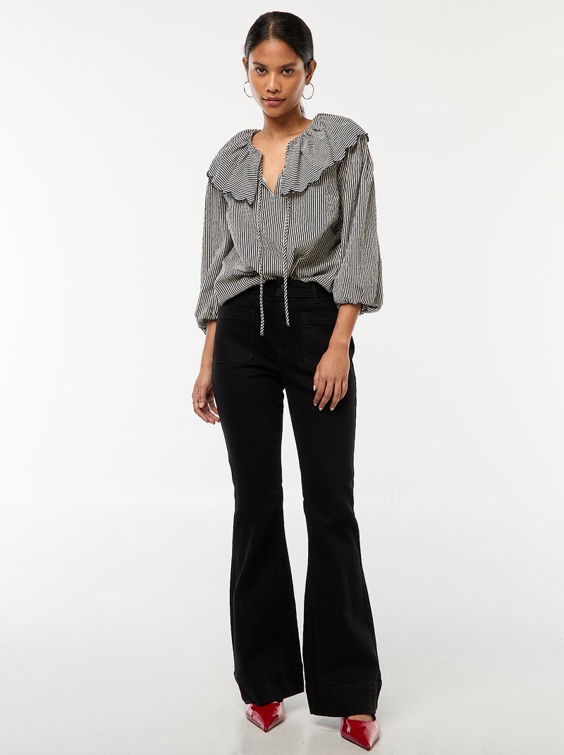 Blusa com gola claudine larga Azul - Kiabi