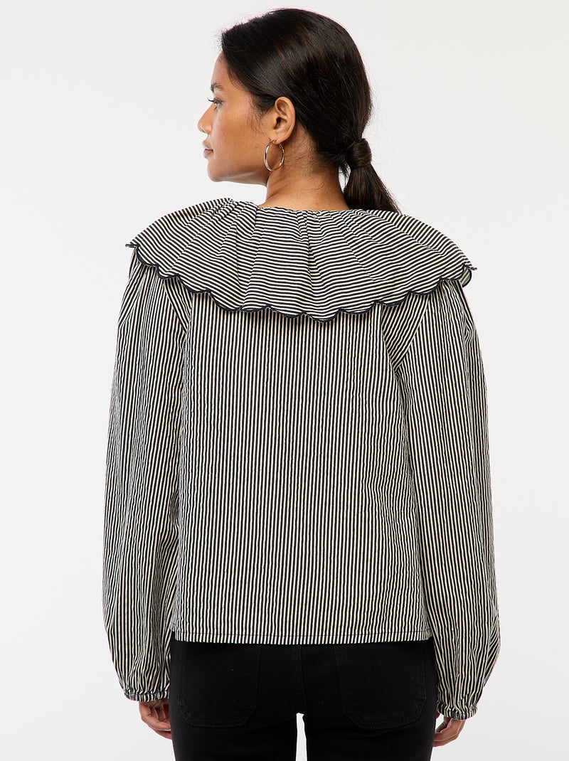 Blusa com gola claudine larga Azul - Kiabi