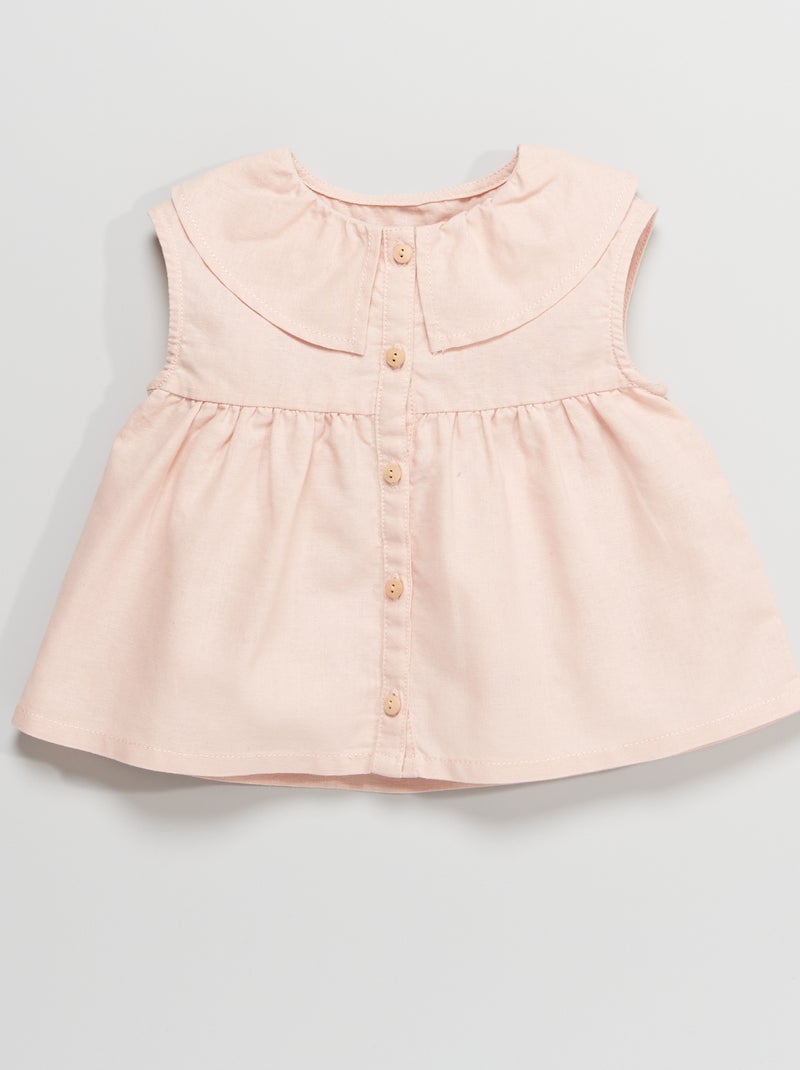 Blusa com gola claudine ROSA - Kiabi