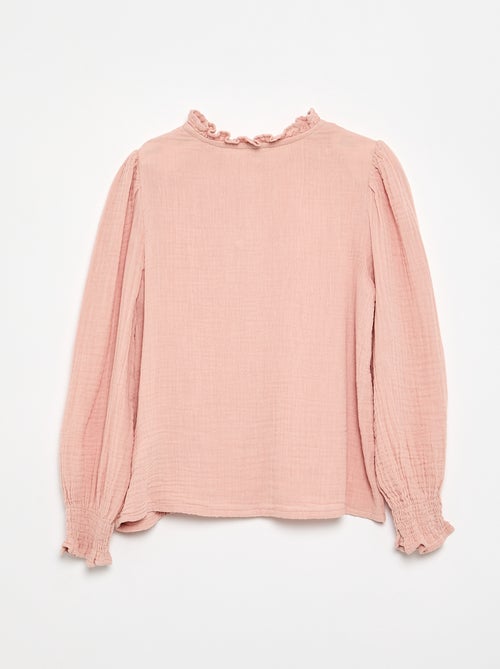 Blusa com gola com folhos - Kiabi Blusa com gola com folhos - Kiabi