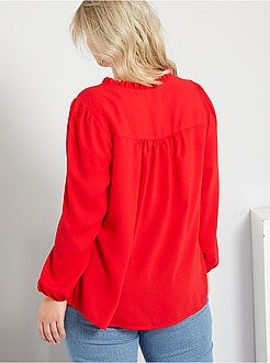 Blusa com gola com folhos - Kiabi