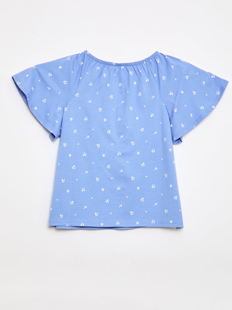 Blusa com gola e punhos elásticos - Coleção fácil de vestir Azul - Kiabi