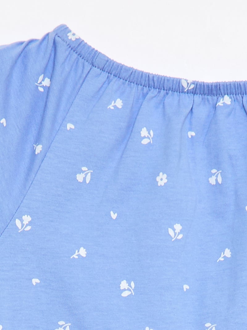 Blusa com gola e punhos elásticos - Coleção fácil de vestir Azul - Kiabi