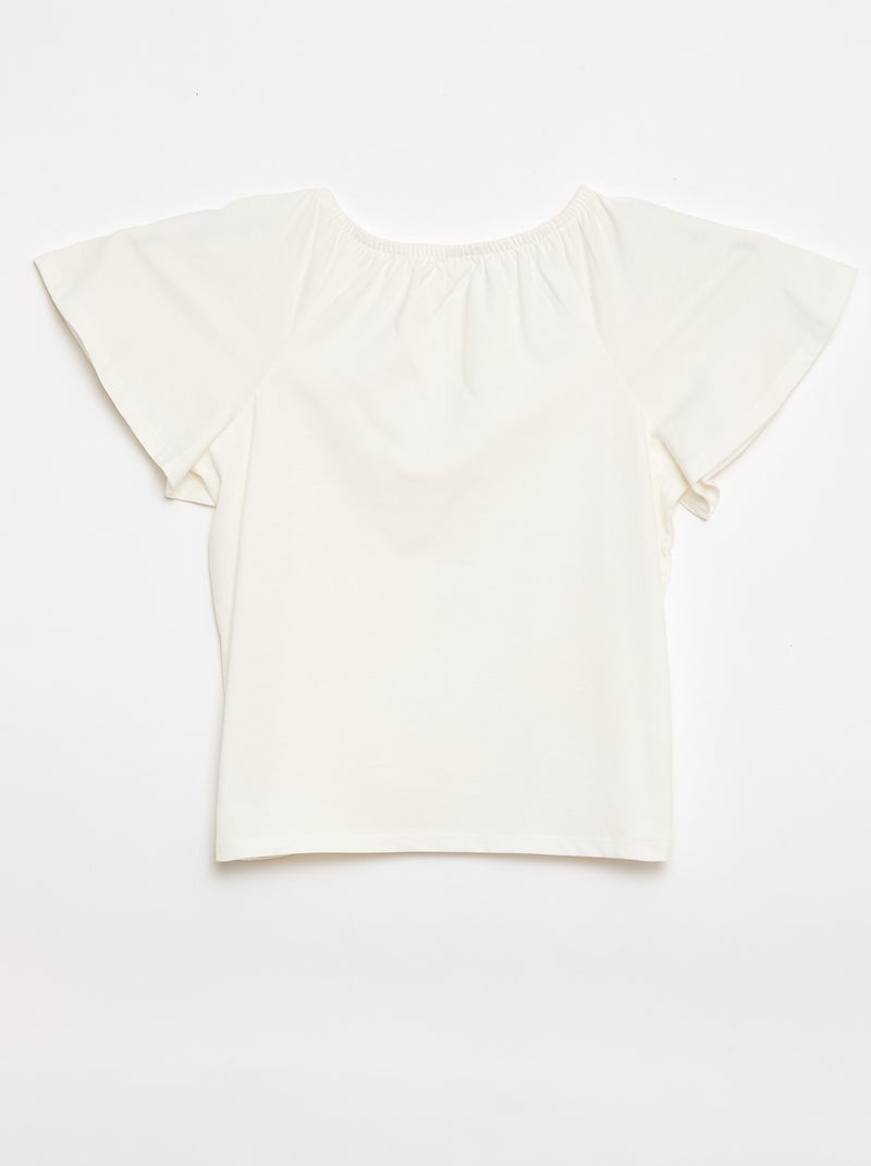 Blusa com gola e punhos elásticos - Coleção fácil de vestir Cru - Kiabi