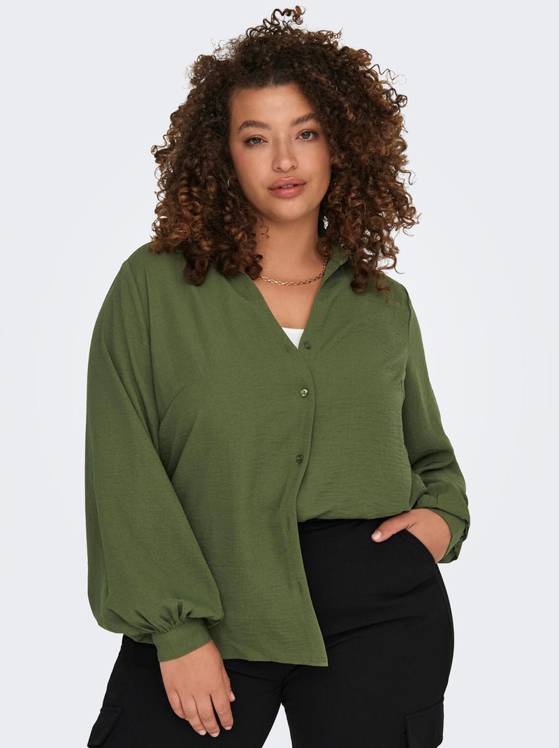 Blusa com gola em bico 'Only Carmakoma' CAQUI - Kiabi