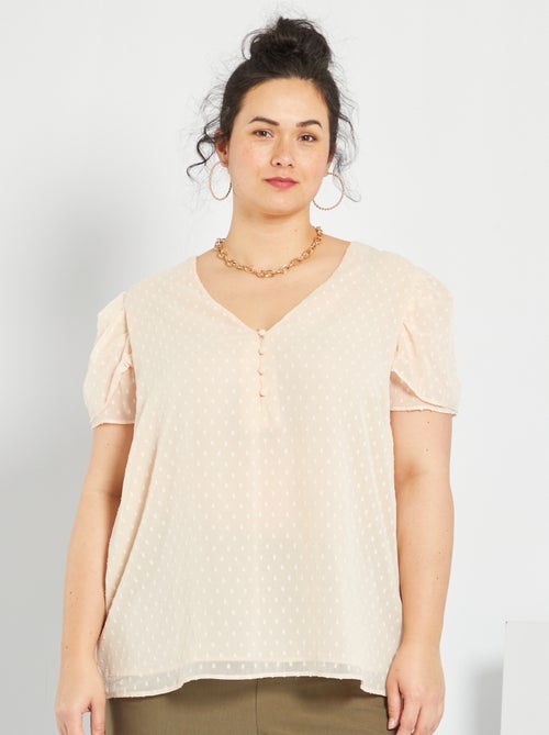 Blusa com gola em V a ponto cheio - Kiabi