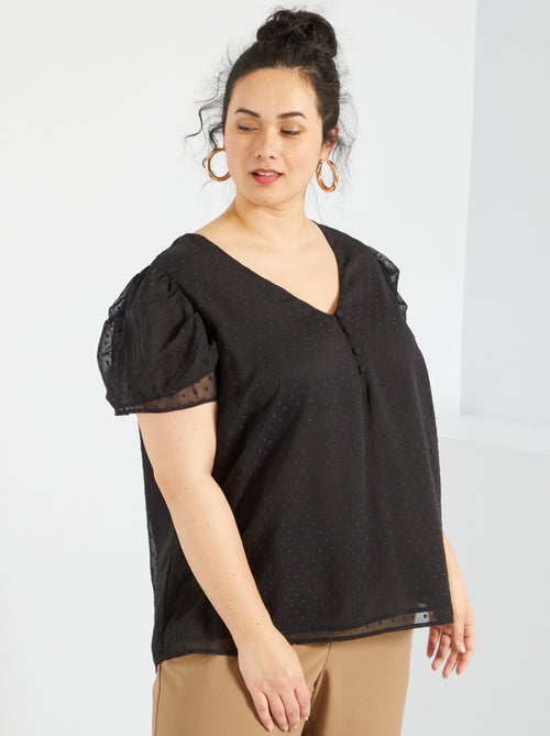 Blusa com gola em V a ponto cheio - Kiabi