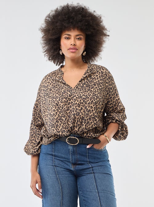 Blusa com Gola em V e Estampa All-Over - Kiabi