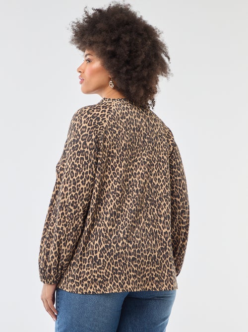 Blusa com Gola em V e Estampa All-Over - Kiabi