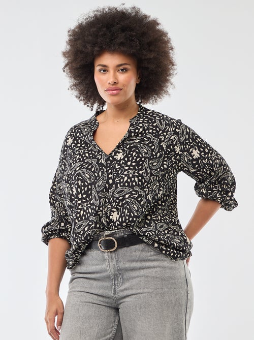 Blusa com Gola em V e Estampa All-Over - Kiabi