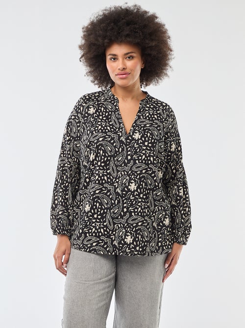 Blusa com Gola em V e Estampa All-Over - Kiabi
