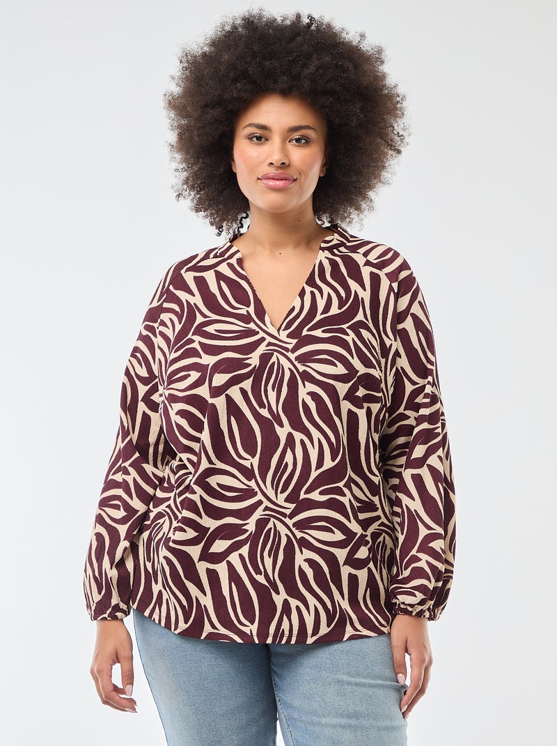 Blusa com Gola em V e Estampa All-Over Vermelho - Kiabi