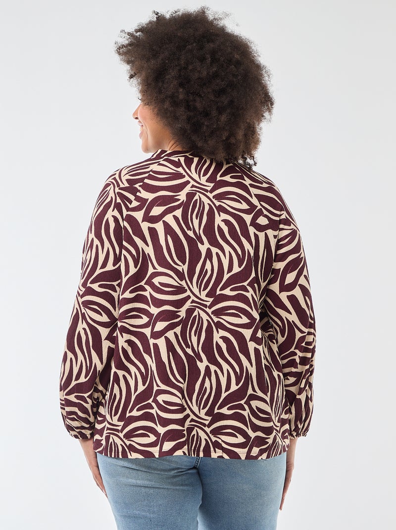 Blusa com Gola em V e Estampa All-Over Vermelho - Kiabi