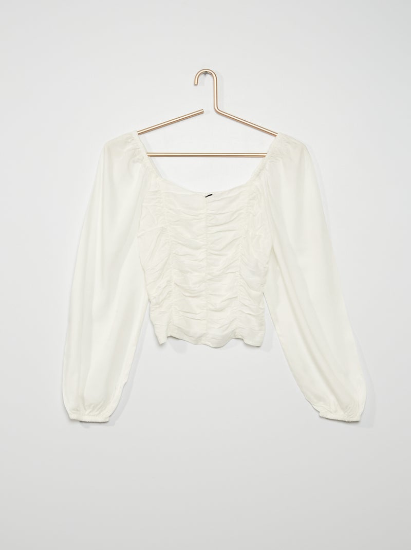 Blusa com gola quadrada Branco - Kiabi