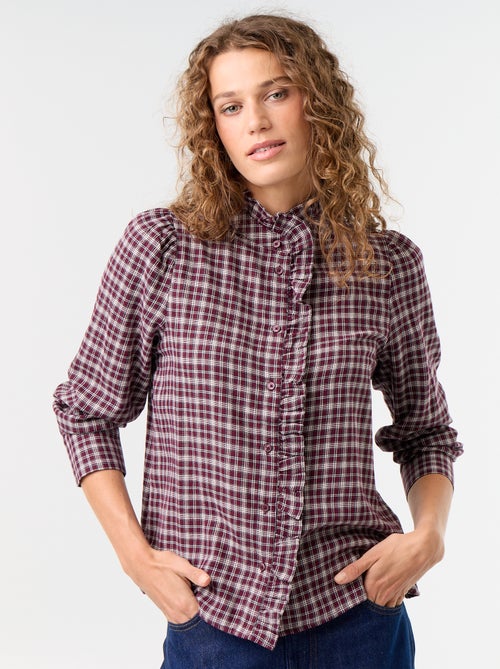 Blusa com gola subida e folhos - Kiabi Blusa com gola subida e folhos - Kiabi