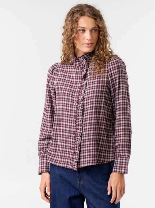 Blusa com gola subida e folhos - Kiabi Blusa com gola subida e folhos - Kiabi