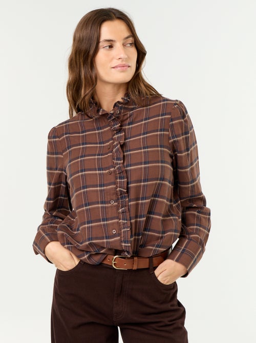 Blusa com gola subida e folhos - Kiabi Blusa com gola subida e folhos - Kiabi