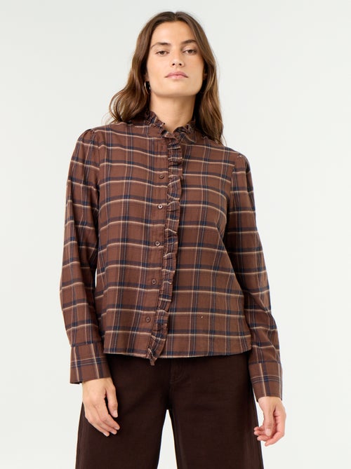 Blusa com gola subida e folhos - Kiabi Blusa com gola subida e folhos - Kiabi