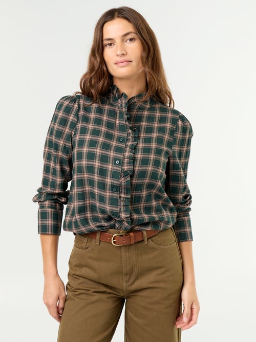 Blusa com gola subida e folhos - Kiabi