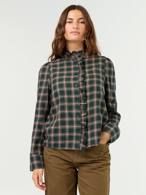 Blusa com gola subida e folhos - Kiabi