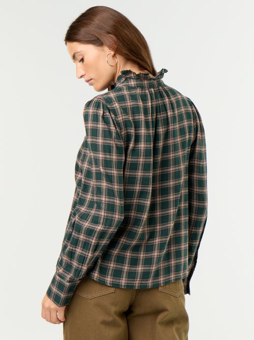 Blusa com gola subida e folhos - Kiabi