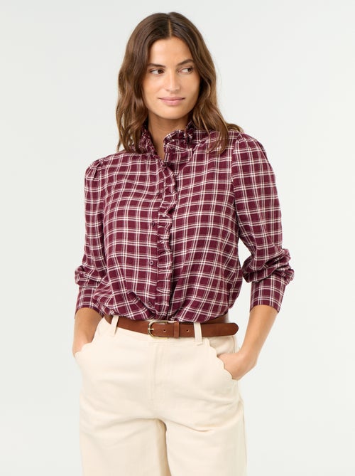 Blusa com gola subida e folhos - Kiabi Blusa com gola subida e folhos - Kiabi