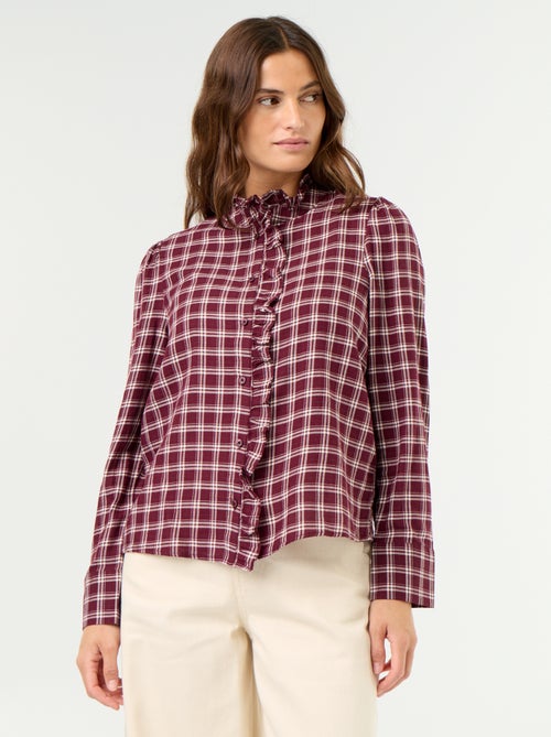 Blusa com gola subida e folhos - Kiabi Blusa com gola subida e folhos - Kiabi