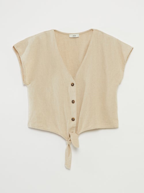 Blusa com laço e decote em bico 'JDY' - Kiabi