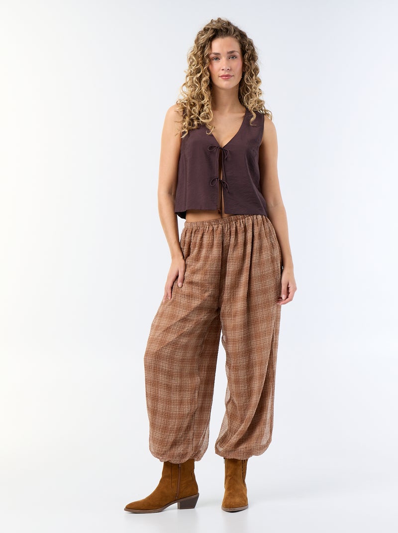 Blusa com laços Castanho - Kiabi